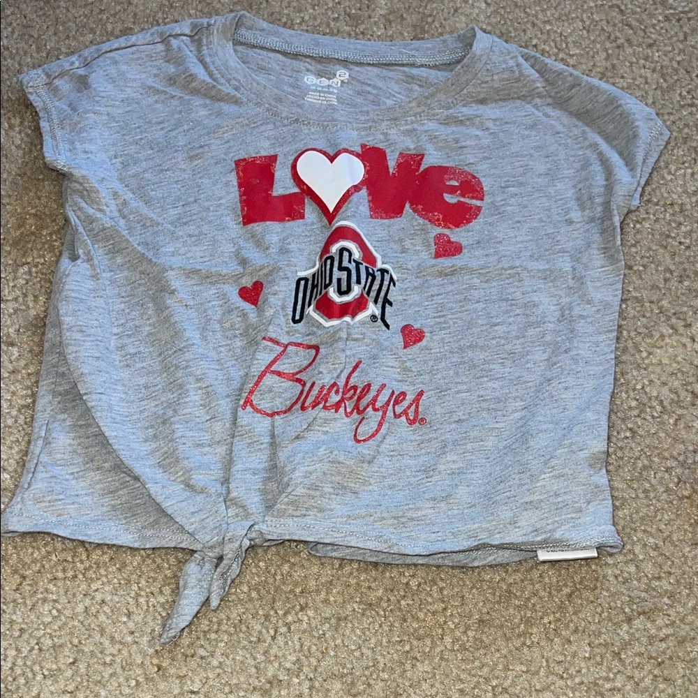 Ohio State Buckeyes Kids Gray and Red Love Tee